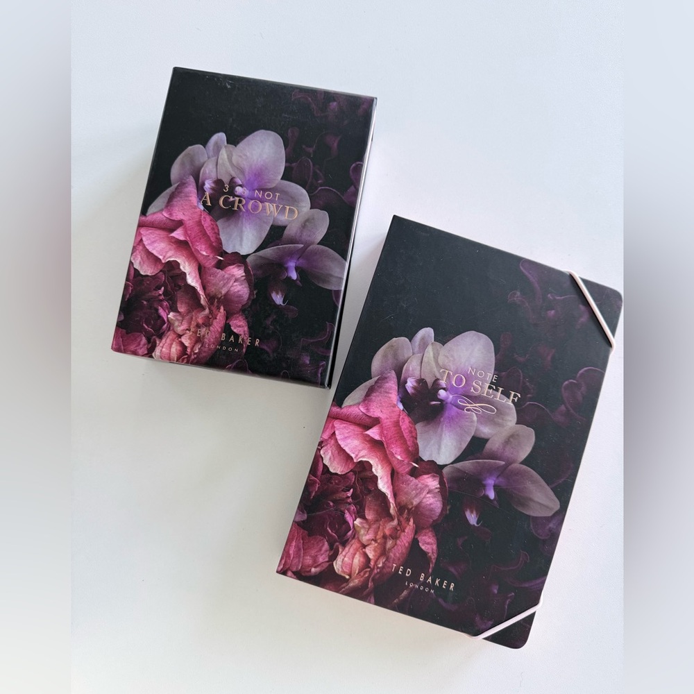 Ted Baker Pink Floral Notebook Gift Set with Purple Bloom